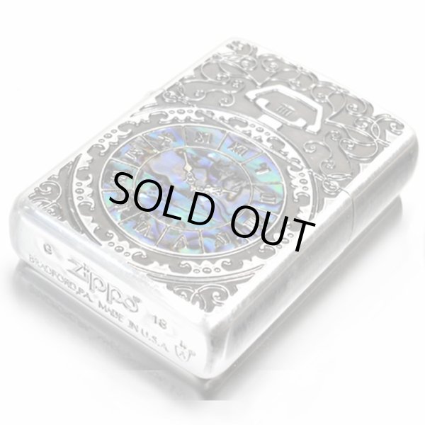 Photo1: Zippo Armor Case Watch Arabesque Shell Inlay Both Sides Etching Silver Japan Limited (1)