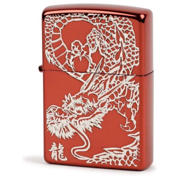 Photo1: Zippo Rampage Dragon Kanji Etching Silver Red Ion Coating Japan Limited Oil Lighter (1)