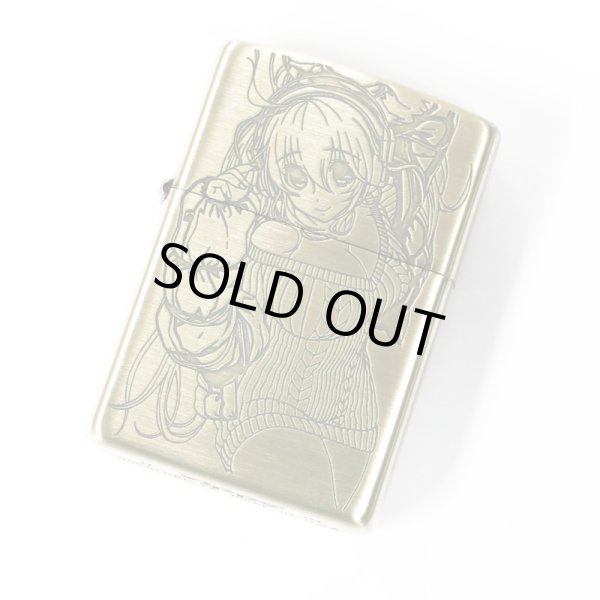 Zippo Super Sonico Both Sides Etching Oxidized Brass plating Japan Limited  Oil Lighter