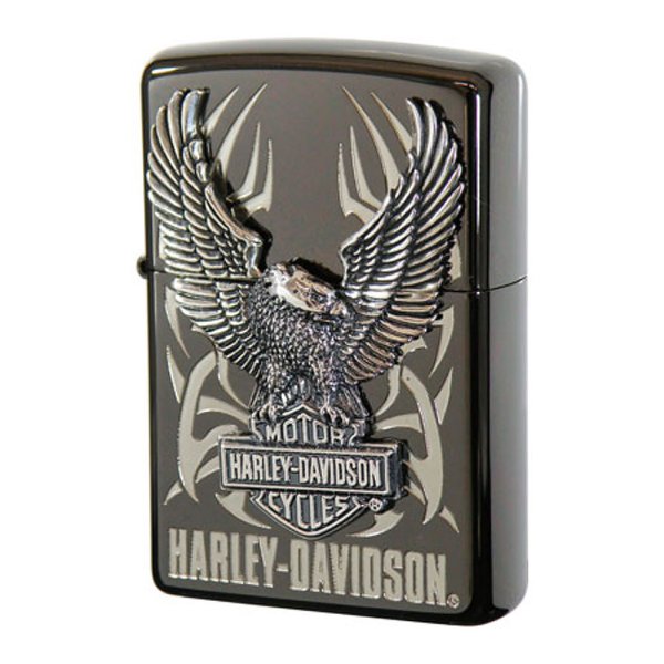 Photo1: Zippo Harley Davidson Japan Limited Big Eagle Metal Black Ion Silver Plating HDP-05 Oil Lighter (1)