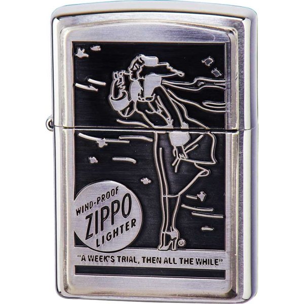 Photo1: Zippo Windy Girl 1935-40 Box Design Oxidized Metal Plate Japan Limited Oil Lighter #4 (1)