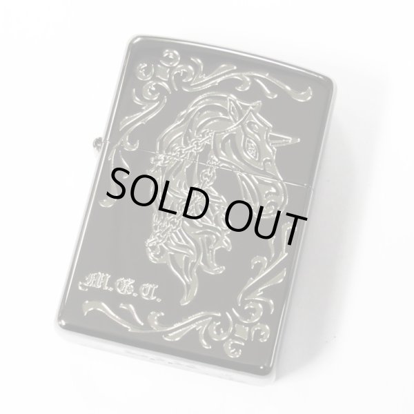 Photo1: Outlet Zippo Silver Unicorn Black Nickel Plating Etching Japan Limited Oil Lighter (1)