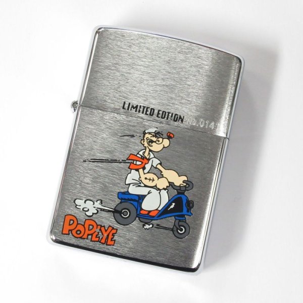 Photo1: Vintage Zippo Popeye the Sailorman Scooter Anime Satena Etching Japan Limited Oil Lighter (1)