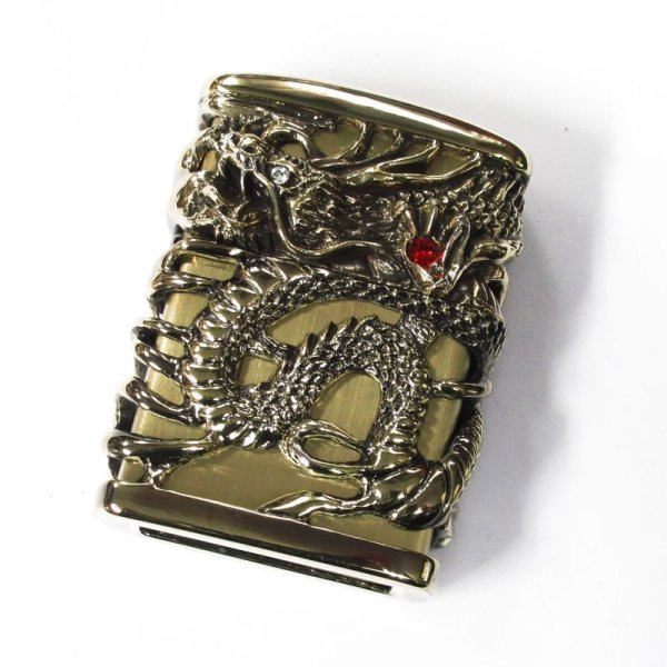 Photo1: Zippo Sky Dragon Tenryu Full Metal Jacket Heavy Weight Antique Brass Gold Japan Limited Oil Lighter (1)