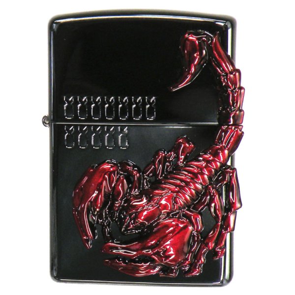 Photo1: Zippo Venom Big Red Scorpion Metal Etching Black Plating Japan Limited Oil Lighter (1)