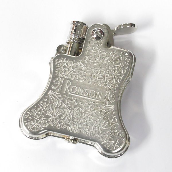 Photo1: Vintage Ronson Banjo Arabesque Both Sides Etching 000/000 Stylish Design Oil Lighter Made in JAPAN (1)