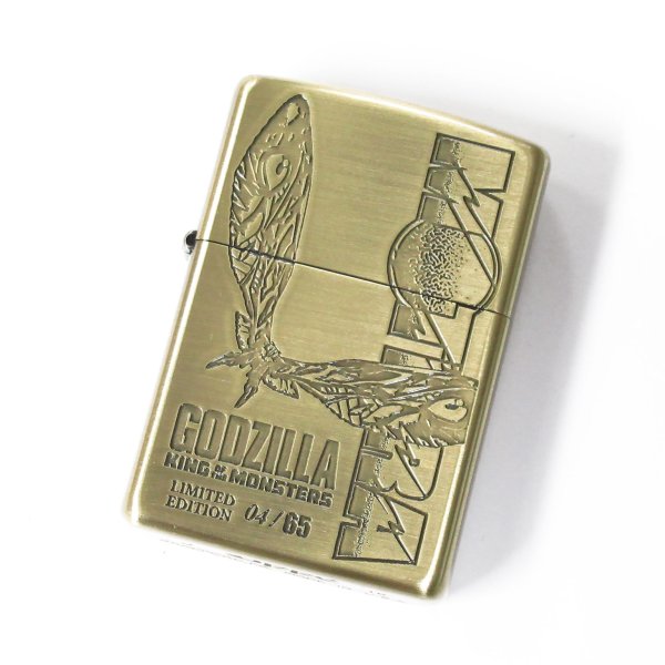 Photo1: Zippo Mothra Godzilla 65th Anniversary 04/65 Antique Brass Plating Both Sides Etching Japan Limited Oil Lighter (1)