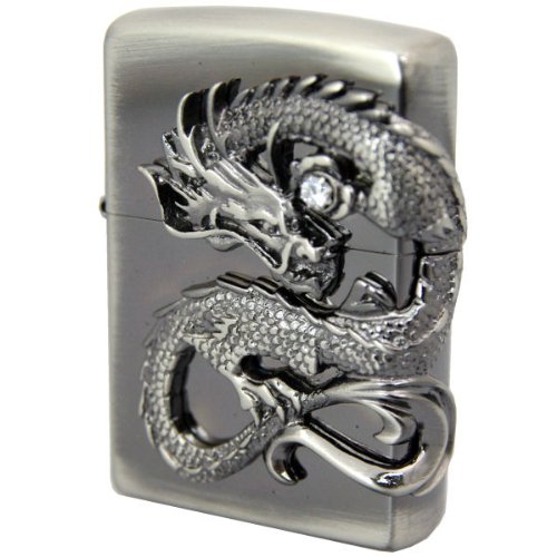 Zippo Dragon Ryu 2-Sides Metal Antique Nickel Oil Lighter Japan