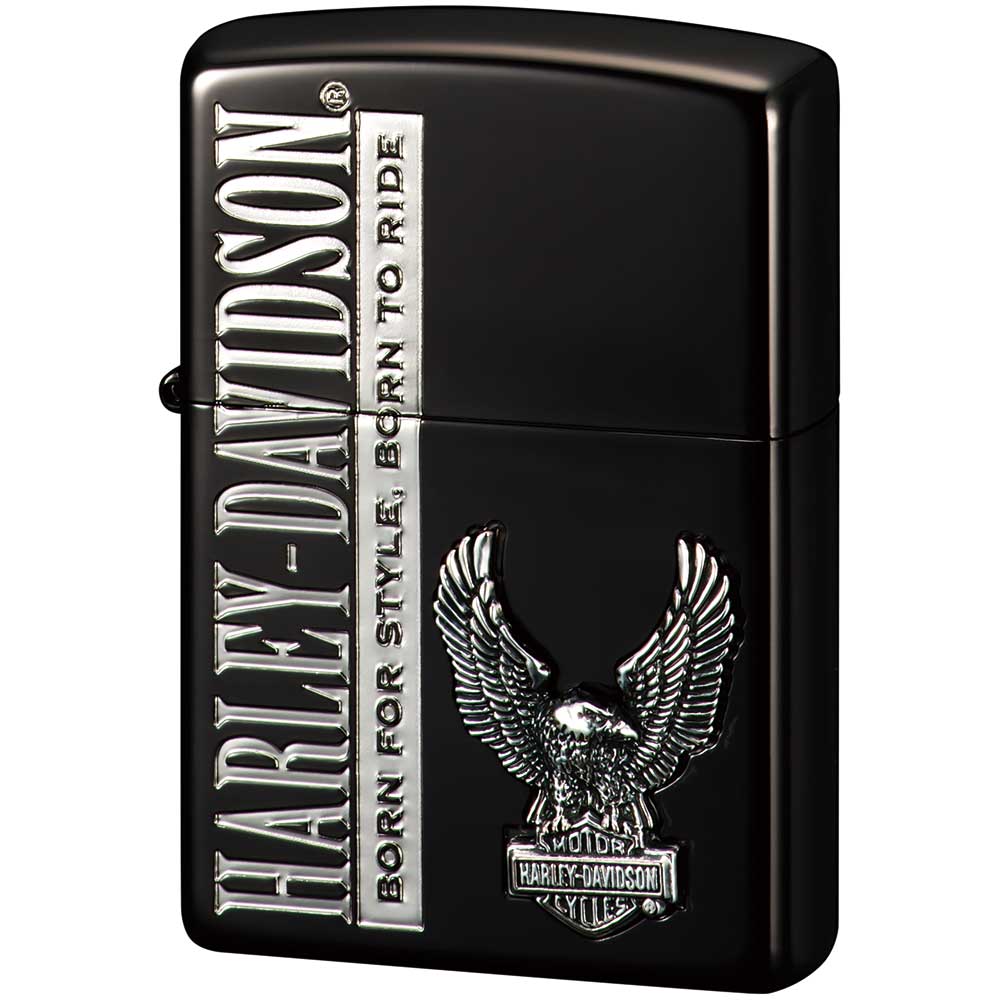 Zippo Harley Davidson Japan Limited Ion Black Silver Eagle Metal Etching HDP-53 Oil Lighter