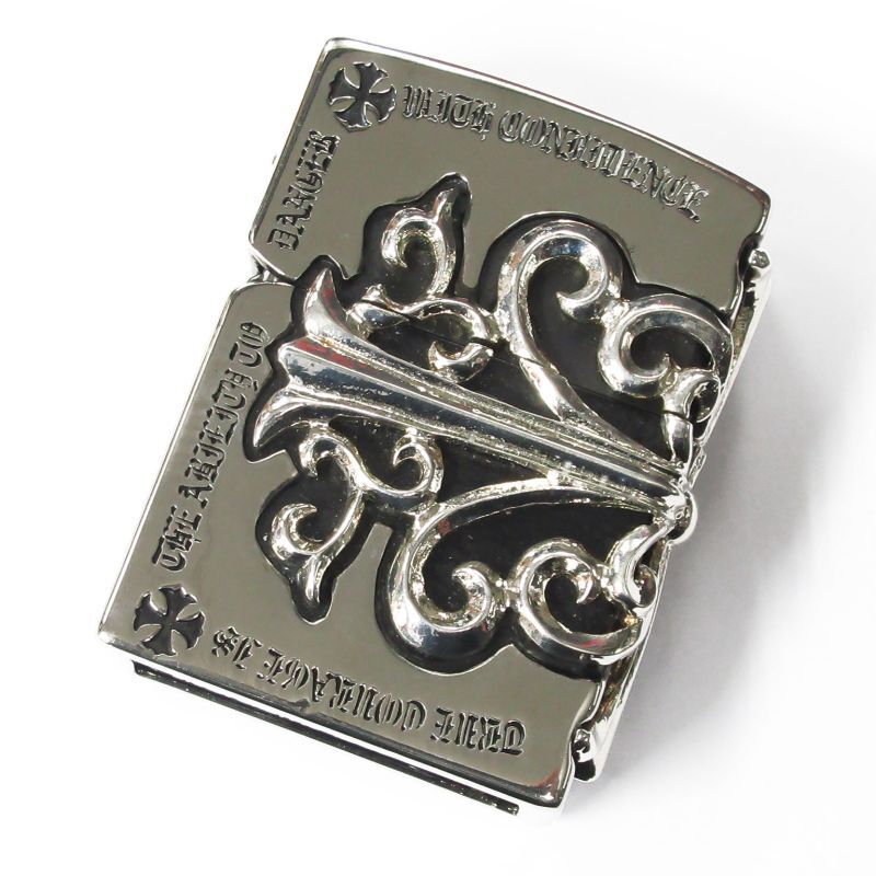 Used Zippo Gothic Silver Side Arabesque Cross Full Metal Jacket Japan  Limited Heavy Weight Oil Lighter