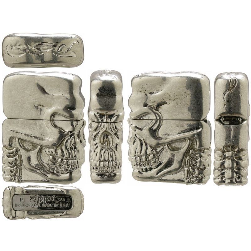 Zippo Big Skull Face Full Metal Jacket White Nickel Barrel Japan Limited  Heavy Weight Oil Lighter