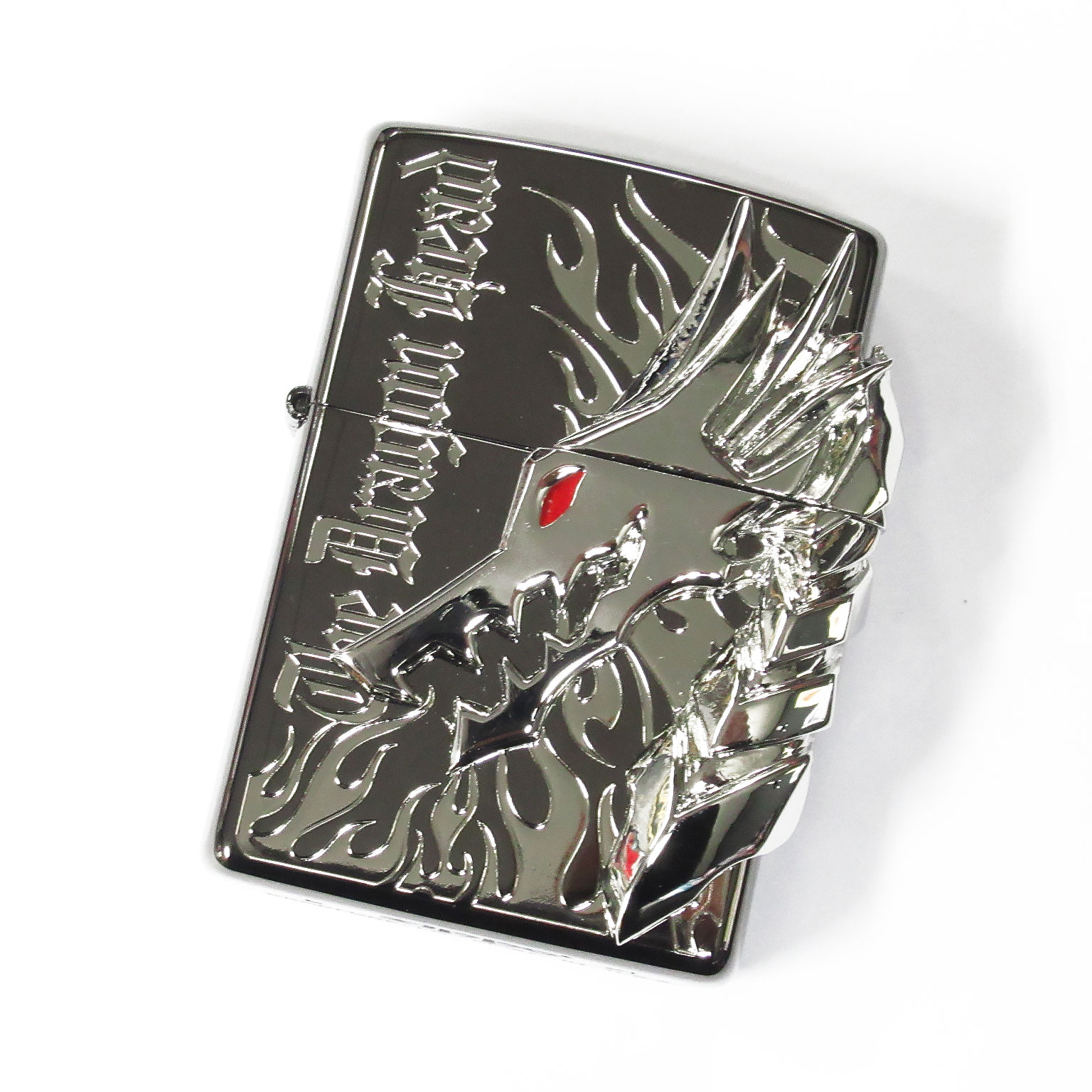 Zippo Dragon Head 2-sides Metal Flame Black Nickel Plating Etching Japan Limited Oil Lighter