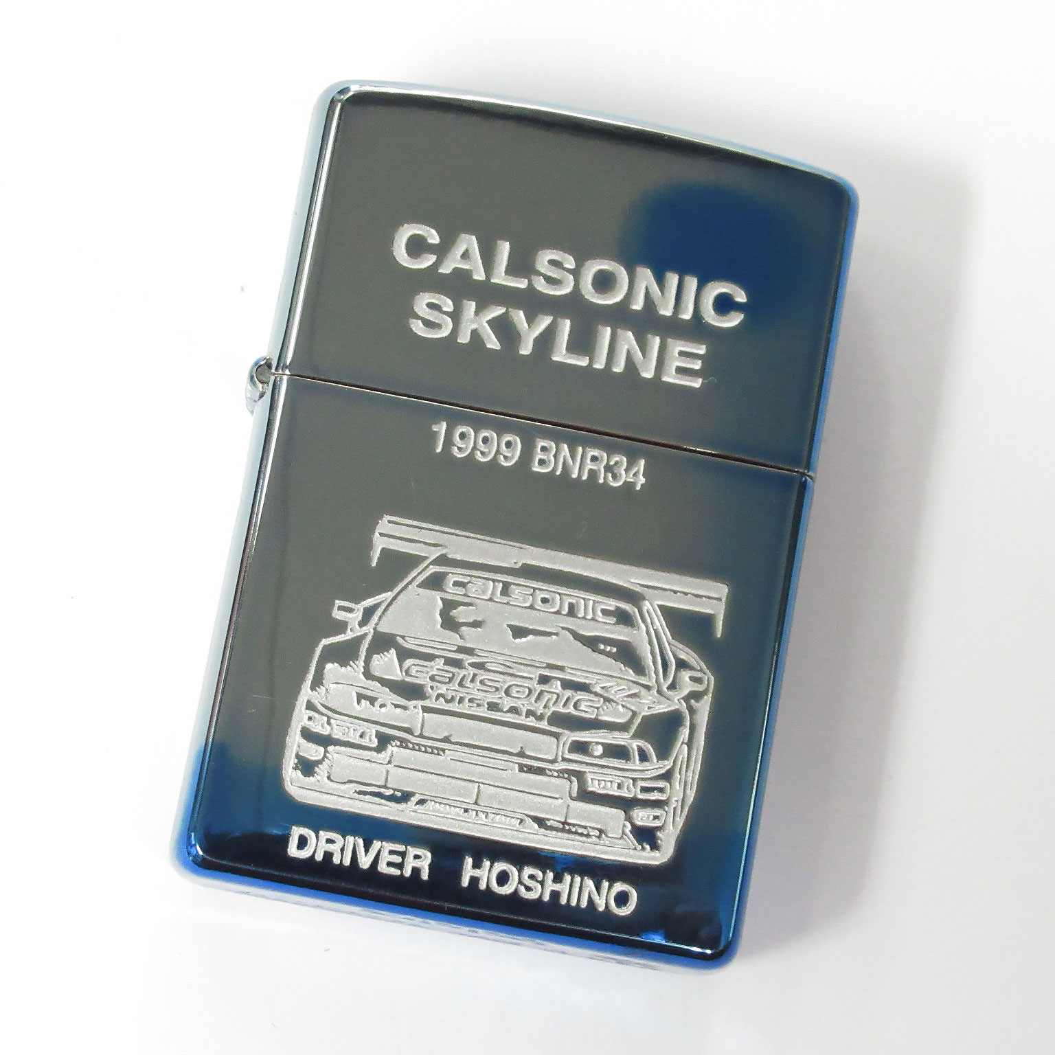 Outlet Vintage Zippo NISSAN CALSONIC SKYLINE GT-R BNR34 Both Sides Etching Japan Limited Oil Lighter